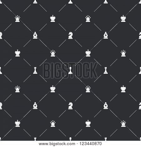 Dark seamless pattern with white chess icons for book endpaper