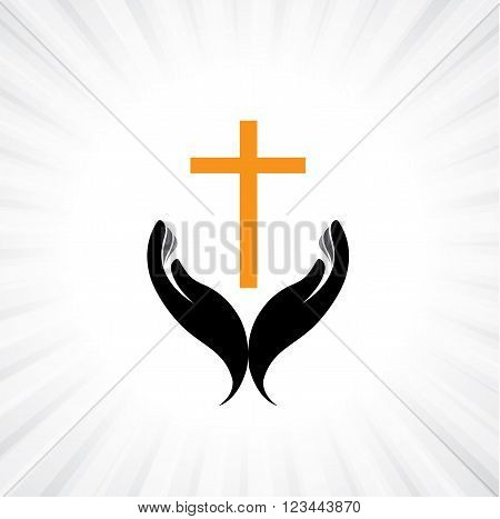 Person Praying With Cross In Hand - Concept Of A Devout Christian Worshiping Christ
