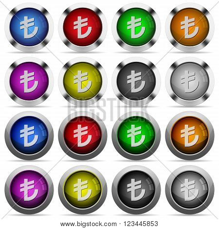 Set of turkish lira sign glossy web buttons. Arranged layer structure.