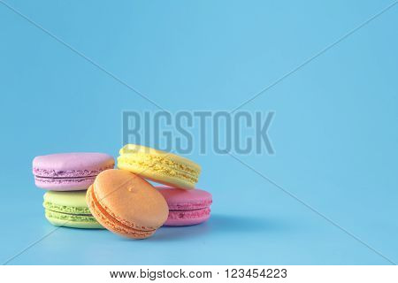 Colorful Macaron On Blue