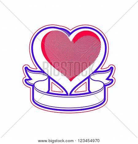 Loving heart vector illustration. Love conceptual symbol with simple ribbon and copy space for your text. Valentines day romantic design element.