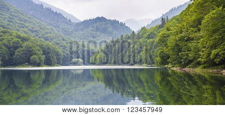 The landscape of the mountains, river and sky in Montenegro.