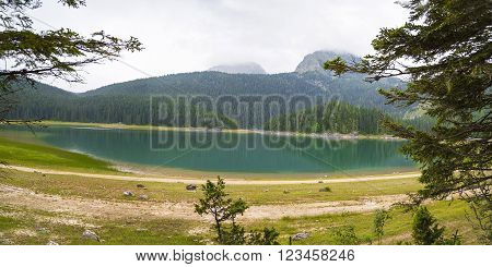 Beautiful scenery of the lake and mountains.