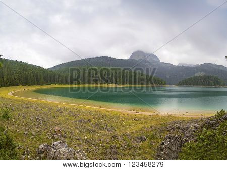 Beautiful scenery of the lake and mountains.