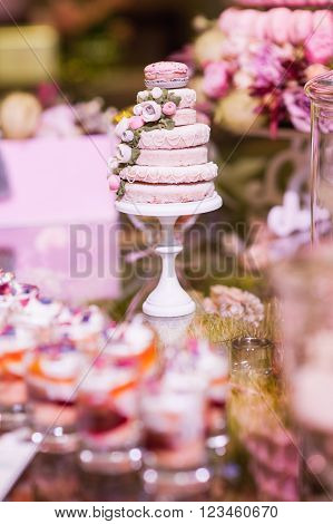 Eco-friendly French Makarons Cake On The Table