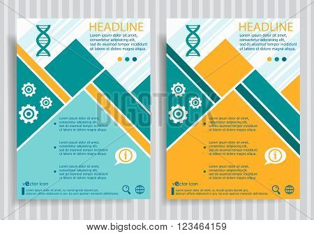 Dna Web Symbol On Vector Brochure Flyer Design Layout Template
