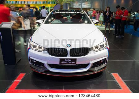 NONTHABURI - MARCH 23: NEW BMW 420d Coupe on display at The 37th Bangkok International Motor show on MARCH 23, 2016 in Nonthaburi, Thailand.