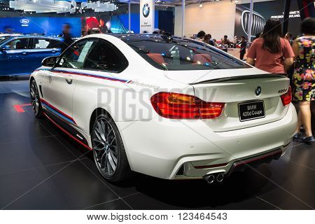 NONTHABURI - MARCH 23: NEW BMW 420d Coupe on display at The 37th Bangkok International Motor show on MARCH 23, 2016 in Nonthaburi, Thailand.