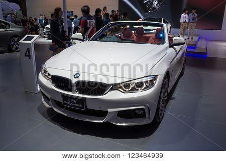 NONTHABURI - MARCH 23: NEW BMW 420d Convertible on display at The 37th Bangkok International Motor show on MARCH 23, 2016 in Nonthaburi, Thailand.