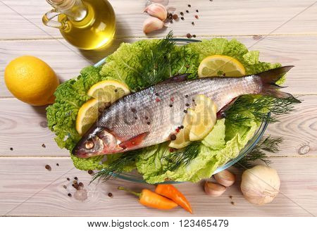 fresh raw fish on table