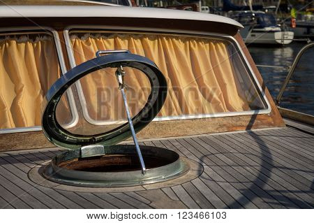 Open cockpit hatch on the old yacht