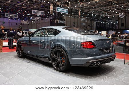 GENEVA, SWITZERLAND - MARCH 1: Geneva Motor Show on March 1, 2016 in Geneva, Startech Bentley Continental GT, front-side view