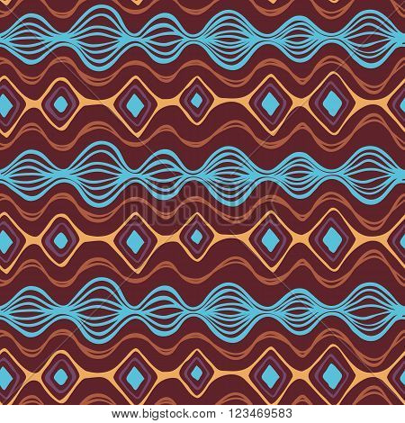 Hand drawing boho seamless pattern. Repeating background. Cloth design wrapping. Vector.