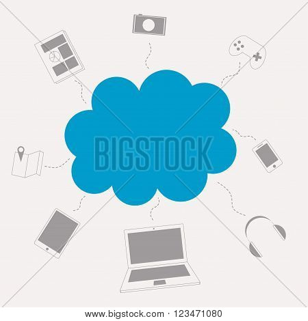 Cloud computing and internet of things illustration. Big data and cloud storage concept