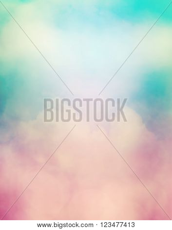 A soft focus abstraction of clouds fog and subtle bokeh light effects. Image displays a soft retro look.