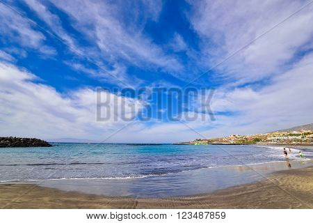 Fanabe beach in summertime, in Tenerife, Spain