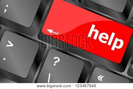 Word Help On Computer Keyboard Key Showing Question Concept