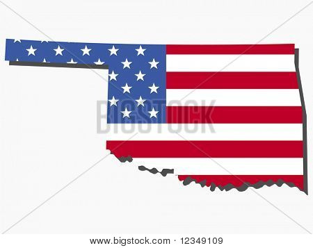 Mappa della stato dell'Oklahoma e la bandiera americana illustrazione JPEG