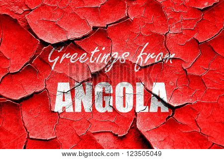 Grunge cracked Greetings from angola card with some soft highlights