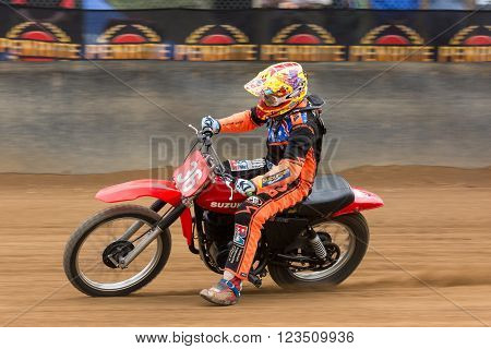 BROADFORD VICTORIA/AUSTRALIA - MARCH 26 2016: Classic Speedway action at The Broadford Bike Bonanza at the Broadford Motorcycle Complex near Melbourne.