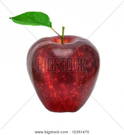 izolované červené jablko s zelený list