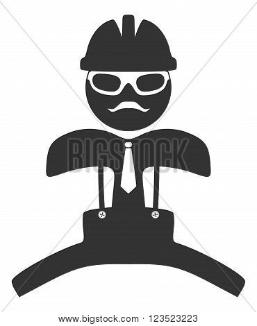 Hipster engineer is jumping pictograph. Isolated on white background
