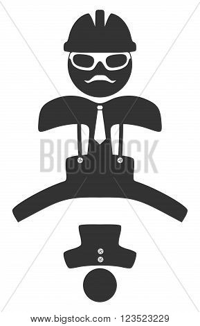 Hipster engineer jumping pictograph. Isolated on white background