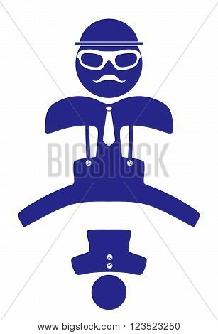 Hipster man is jumping icon. Isolated on white background