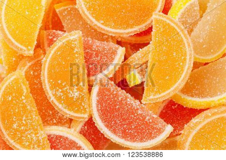 Colorful jelly candies closeup macro texture