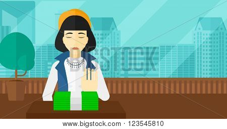 Woman refusing bribe.