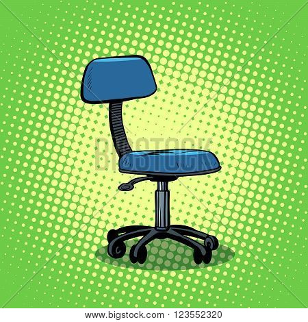 Office chair furniture pop art style retro. A chair on wheels. Chair with backrest. Retro office chair.