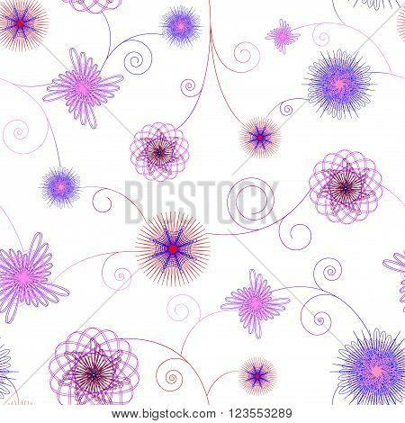 Seamless texture of flower spirography different colors