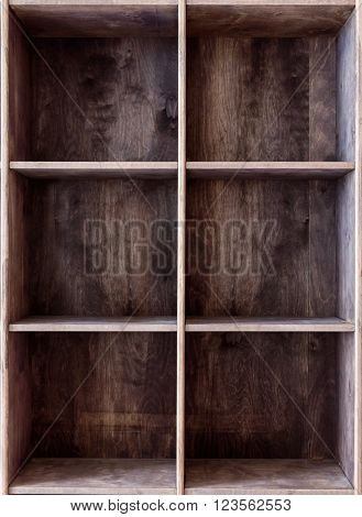 Blank Wooden Bookshelf, Component Of Indastrial Interior Style.