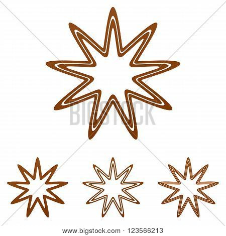 Brown line star icon logo design set