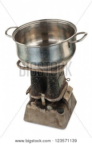 Old kerosene primus with a pan