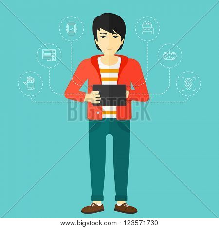 Man holding tablet computer.