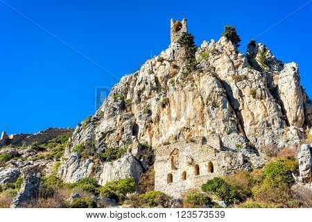 Saint Hilarion Castle a large castle complex halfway between Kyrenia and Nicosia in Cyprus.