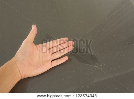 Hand and dirty car with car wash concept.