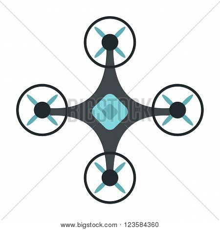 Drone vector icon in flat style white background