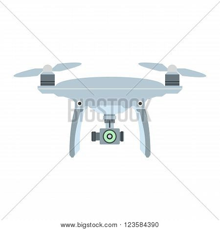 Drone vector icon in flat style white background