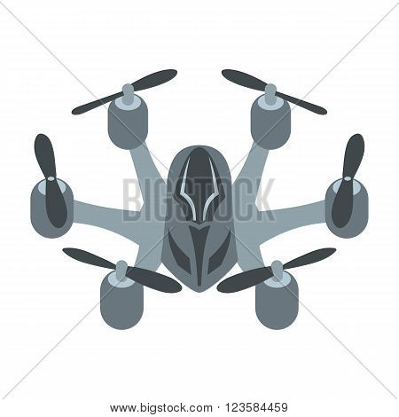Drone vector icon in flat style white background