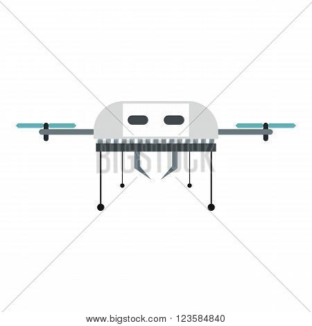 Drone vector icon in flat style white background