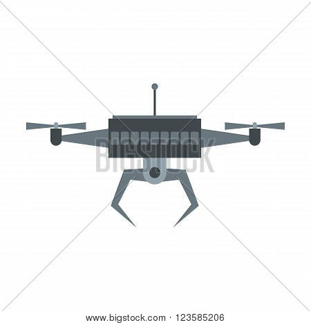Drone vector icon in flat style white background