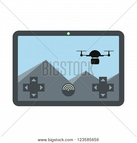 Drone vector icon in flat style white background
