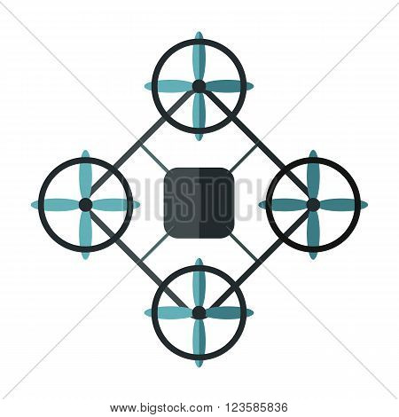 Drone vector icon in flat style white background
