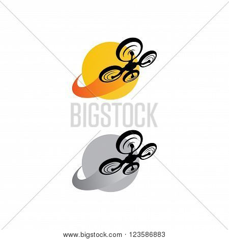 Drone Vector Logo Set with a drone silhoette.