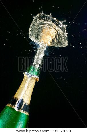 Champagne; objetos em fundo preto
