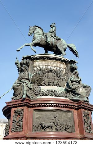 The monument to Nicholas I in St.Petersburg Russia.