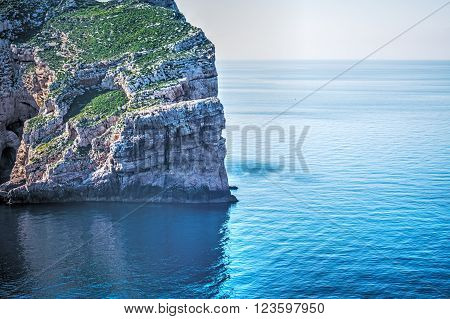 close up of Foradada island in Sardinia Italy