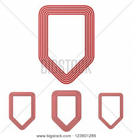 Red line shield symbol logo design set